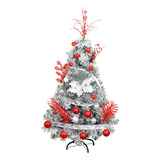 Arbolito Navidad Canadian Snow 1,20 Kit Lujo 31 Rojo Plata Color Rojo-plata