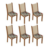 Kit 6 Cadeiras 4291 Madesa - Rustic/crema/hibiscos Cor Da Estrutura Da Cadeira Rustic/crema Cor Do Assento Floral Hibiscos 42917g6xtflh