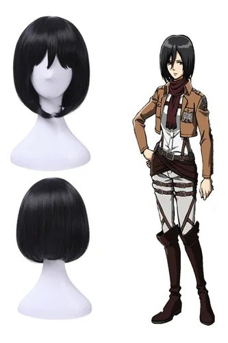 Peluca De Attack On Titan Mikasa Ackerman,cosplay