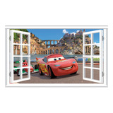 Vinilos Decorativos Efecto Ventana 3d Cars - 1mx60cm