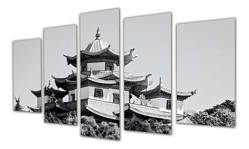 Cuadro 60x100cm Japones Templo Buda Edificio Blanco Negro