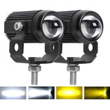 Kit 2 Faros Led Ojo Aguila Blanco Ambar Fijo Y Flash 40w