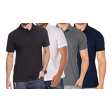 Kit 4 Camisetas Polo Piquet Masculina Básica Coloridas Lisa 