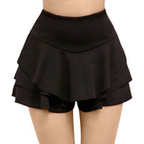 Short Falda A Capas Tiro Alto Stretch