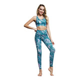 Conjunto Deportivo Licra Top Leggins Gimnasio Estampado 