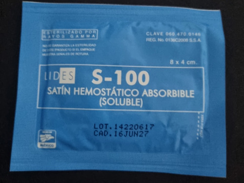 Satin Hemostatico Lides S-100 Por Pieza