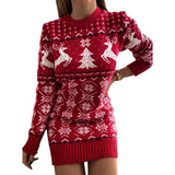 Vestido Tipo Suéter De Punto Christmas Elk Para Mujer [u]