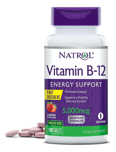 Supplemento Natrol B12 Cianocobalamina 5000 Mcg 100 Tablets