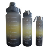 Kit Tres Termos Botella De Agua Motivacional Con Pitillo  + 