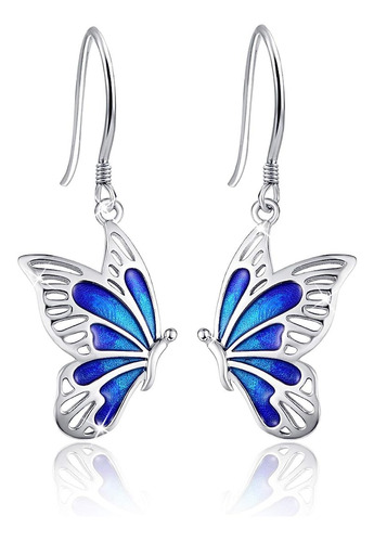 Aros Mariposa Pendientes Multicolor Plata 925 Mujer