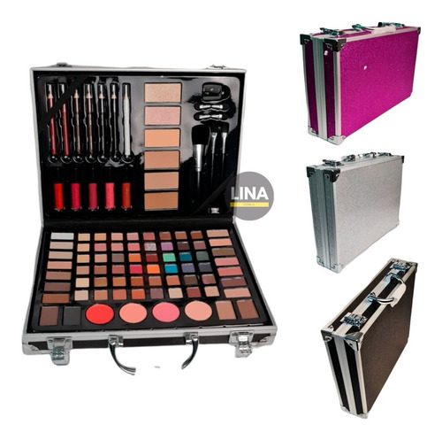 Maletin Con Set Maquillaje Lapiz Sombras Labiales  Brochas