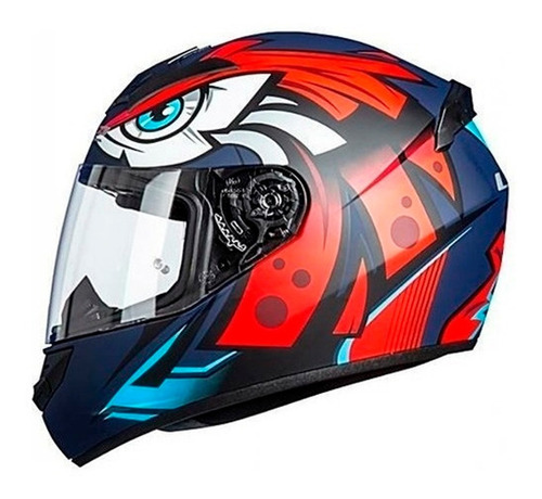 Casco Para Moto Ls2 Ff352 Rookie Tribal Rojo/ Azul Mate