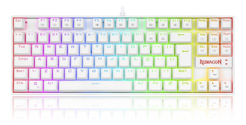 Teclado Gamer Redragon Kumara Branco Rgb Brown **seminovo**