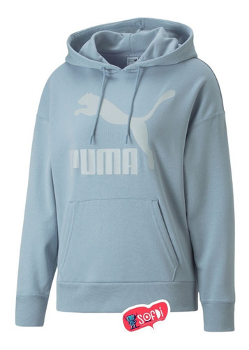 Puma - Sudadera Dama Classics Logo Hoodie - Blue Wash