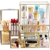 Conhenci Organizador De Maquillaje De Cristal Grande, Juego