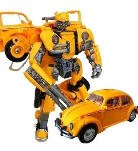 Action Figure Bumblebee Fusca Vira Carro E Robo Grande 22cm