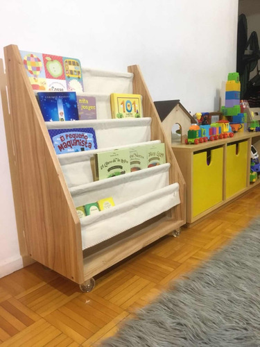 Biblioteca De Tela Infantil Niños Montessori Con Ruedas