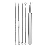 Set De 5 Pinzas De Acné Con Extractor De Puntos Negros