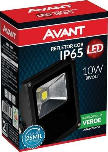 1 Refletor 10w Led Verde Avant Resistente A Agua Holofote Carcaça Preto 110v/220v