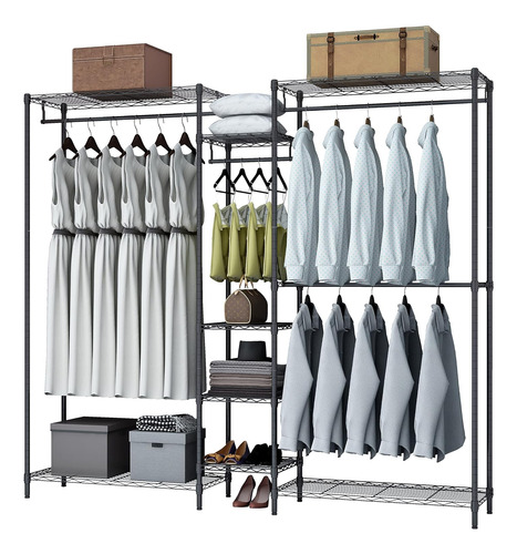 Heavy Duty Garment Rack, Metal Clothing Rack With 4 Hanging 