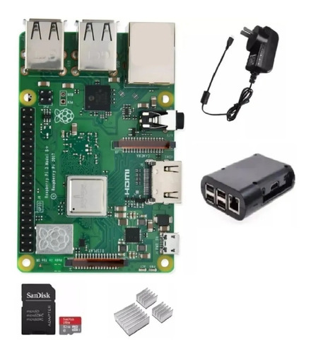 Kit Raspberry Pi 3b+ Uk. Fuente, Carcasa, Disipadores