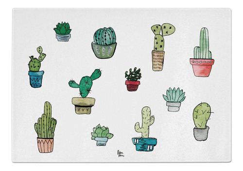 Tabla Cortar Grande Vidrio Templado Paper-home Cactus