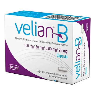 Velian-b Cápsula 0,5 Mg\u002F25 Mg\u002F50 Mg\u002F100 Mg, 30 Cápsulas | Envío gratis