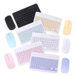 Teclado Bluetooth Recargable Mouse Keyboard Color Pastel Kit