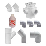 Combo Kit Desague Cloacal P/ Baño S/caños Pvc Blanco Amanco