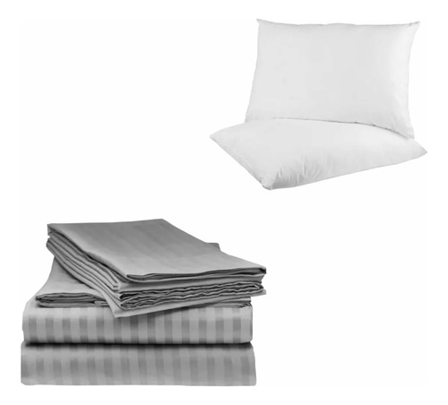 Juego De Sábanas Doble + 2 Almohadas Antialérgicas Oferta