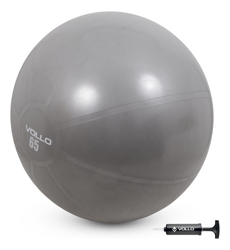 Bola Suiça Gym  Ball 65cm Cinza + Bomba De Ar - Vollo Vp1035