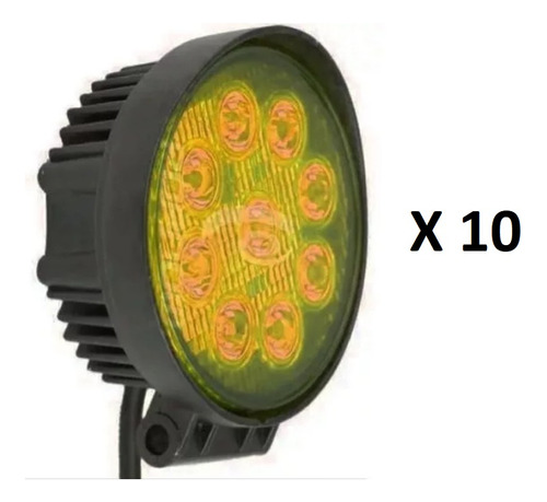 Faro Redondo Amarillo X10 9led 27w Moto Auto Camioneta Cuatr