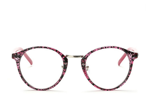 Marco Lentes Ópticos Round Fleck Jaspeado Black Fuchsia Pink