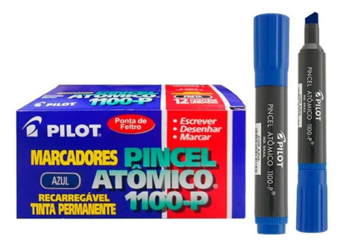 Pincel Atomico Marcador Permanente 1100p Azul Cx 12 Un Pilot