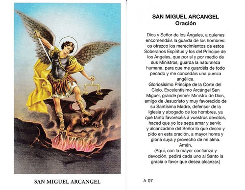 Estampas Miguel Arcangel San Santos Santoral Virgen X 100 Un