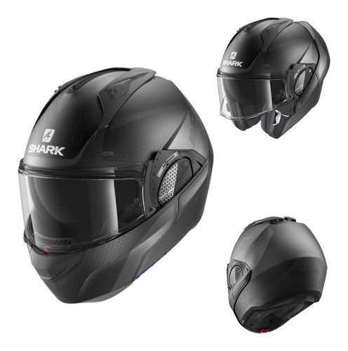 Casco Abatible Shark Evo Gt Encke Mate 100% Francés Ecer2205 Color Negro Tamaño Del Casco S (55-56 Cm)