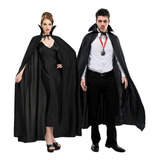 Capa Negra Dracula Vampiro Disfraz Larga 130 Cm Halloween