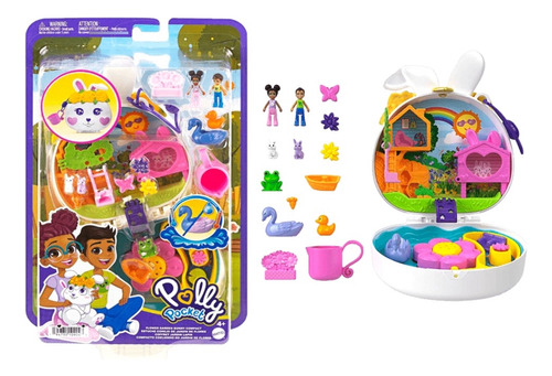 Set De Polly Pocket Juego Compacto Jardín De Conejito Hkv36