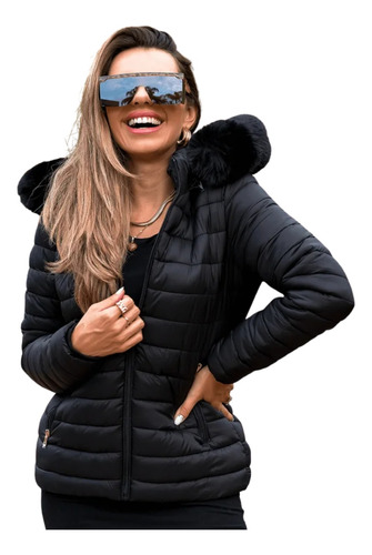 Jaqueta Blusa Feminina Puffer Forrada Impermeável Inverno