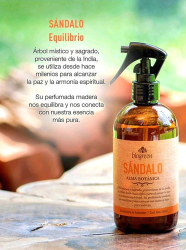 Aromatizante Biogreen Sándalo 330ml Con Gatillo 