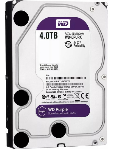 Disco Rígido Interno Western Digital 4tb Purpura Wd40purx