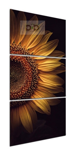 Quadro Decorativo Mosaico Vertical Flor Girassol Amarelo 3mm