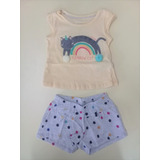 Conjunto Infantil Verão Feminino Rainbow Cat Alakazoo 40005