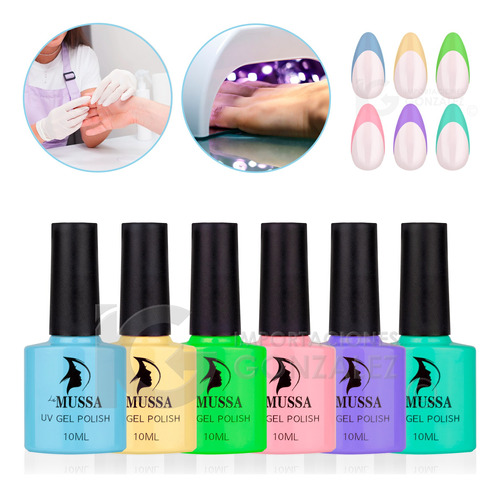 Gama De Gel Semipermanente Mussa 6 Esmaltes Para Uñas Uv 