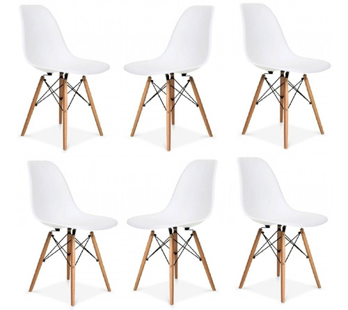 Sillas Eames Blancas Base Madera Premium - Pack X 6