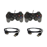 Controle Analógico Ps Usb Para Game Retro 2 Unidades + 2 Ext