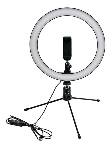 Aro Luz Led 10w Ø25cm Tripode Selfie Maquillaje Bluethooth