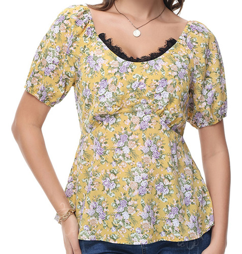 Blusa Casual Moda Manga Abullonada Blusa Para Mujer Elegante