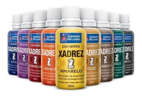 Kit 6 Corante Xadrez Liquido Bisnaga 50ml Para Tinta Cores