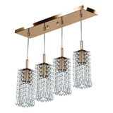 Lustre Pendente Clearcrillic Quadruplo Cristal Acr. Cobre